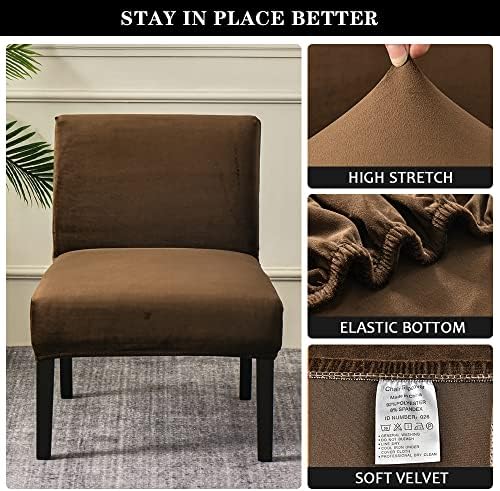 Luxury Velvet Armless Chair Covers - Brown