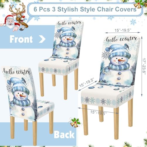 Preboun 6 Pcs Christmas Chair Covers Set Removable Washable Stretch