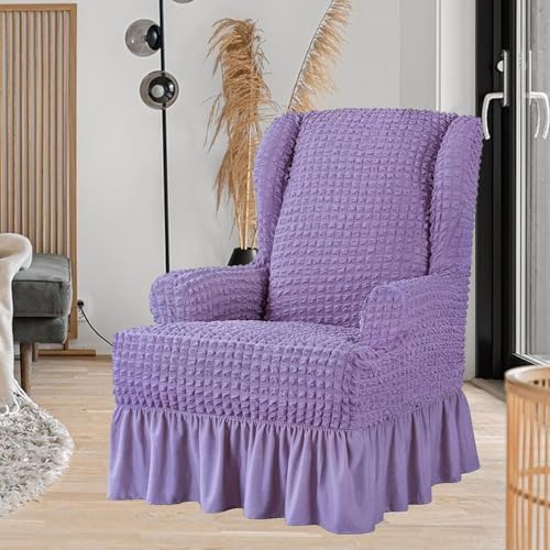 Somsiwey Stretch Wing Back Chair Slipcover Purple