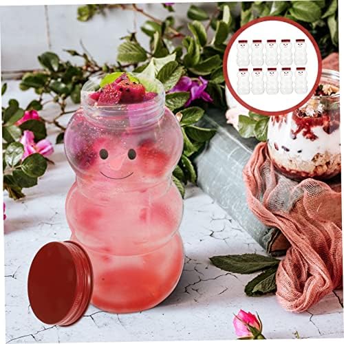 Cabilock 10pcs Snowman Drink Bottles with Lids