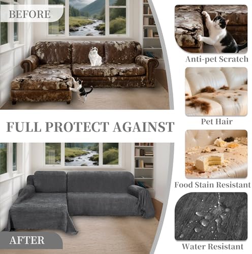 100 Waterproof L-Shaped Sectional Couch Covers for Dogs