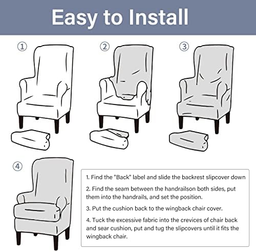 CZL Velvet Plush Wingback Chair Slipcover 2 Piece Set