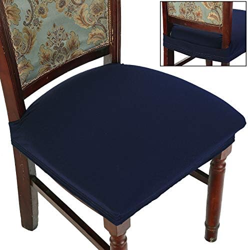 BUYUE Dining Chair Covers Set of 4 Navy Blue Rear Covered