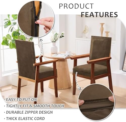 NICEEC Brown Spandex Chair Covers Set of 2