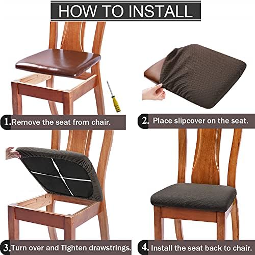 BUYUE Dining Chair Seat Covers Set of 4 Burgundy