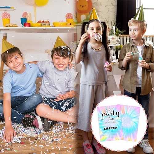 Tie Dye Birthday Invitations 20-Pack with Envelopes