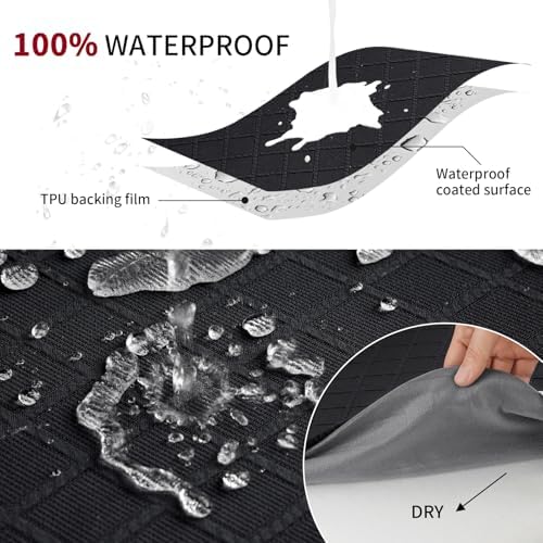 Waterproof Seat Cushion Covers 6PCS Black Stretch Jacquard