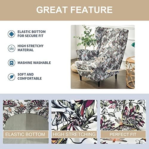2 Piece Wingback Chair Slipcover for Living Room Chairs