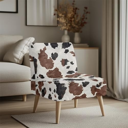 Thick Cow Print Armless Chair Slipcover for Home Decor