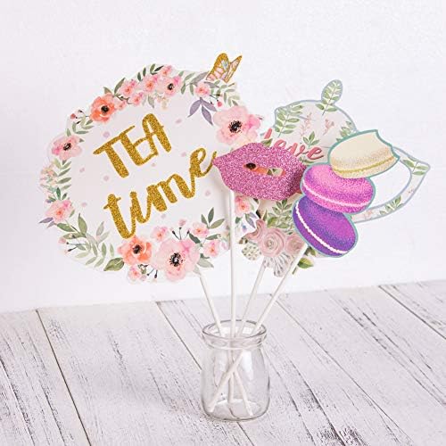SUNBEAUTY 14 Pcs Tea Party Photo Booth Props Kit