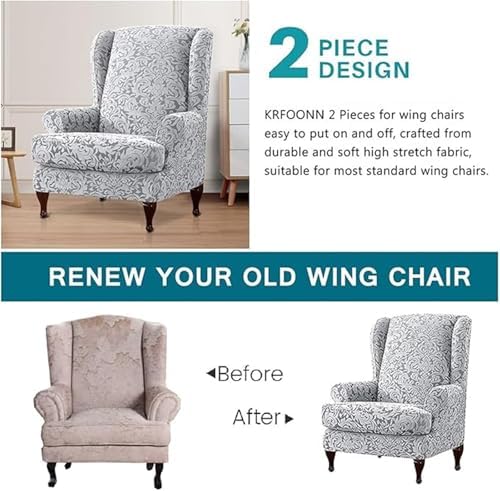 RUIBOBB 2 Piece Wingback Chair Slipcover