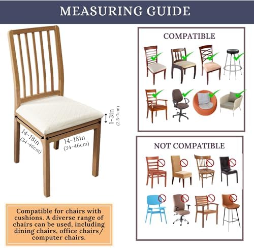 Springrico Waterproof Seat Covers for Dining Chairs Set of 4
