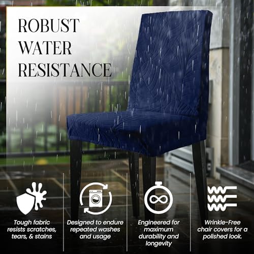 Waterproof Dining Chair Covers Set of 6 Navy Blue