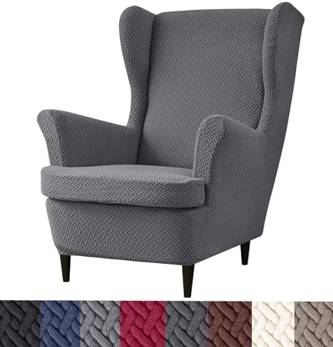 HFCNMY Wingback Chair Slipcover 2 Piece Stretch Jacquard