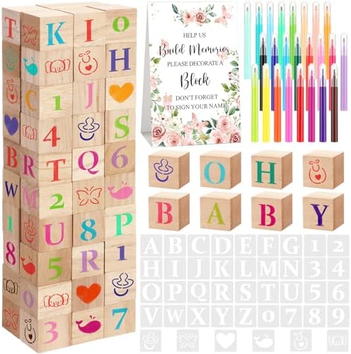 147 Pcs Baby Shower Block Game Set with Flower Design