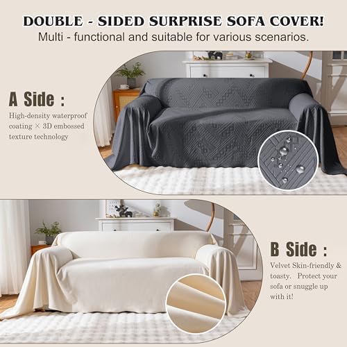 Waterproof Couch Cover with 3 Cushions Dark Grey