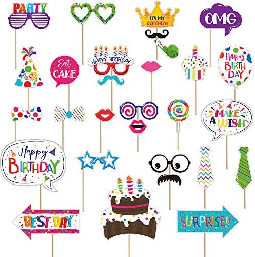 Frienda 29 Piece Birthday Photo Booth Props Kit