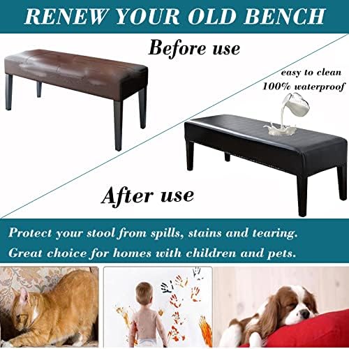 HFCNMY Bench Cover for Dining Room - Waterproof PU Slipcover in Black