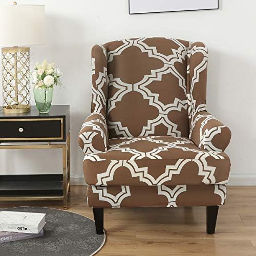 TOPCHANCES 2 Piece Wingback Chair Slipcovers with Cushion Cover