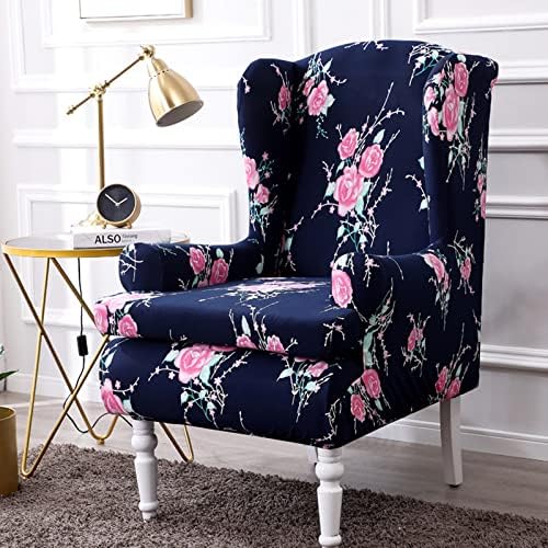 2 Piece Wingback Chair Slipcovers Stretch Spandex Cover for Living Room Furniture