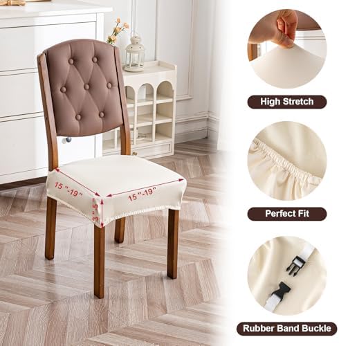 YUEANG Waterproof Dining Chair Seat Covers Set of 4 Beige