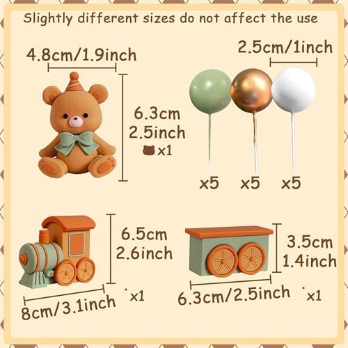 JeVenis Sage Green Bear Cake Decoration Set