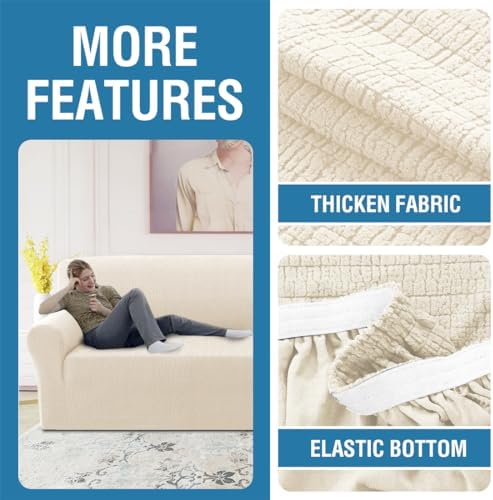 HVERSAILTEX 2025 Jacquard Couch Cover for 3 Cushion Sofa