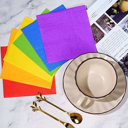 120Pcs Rainbow Cocktail Napkins for Parties and Events
