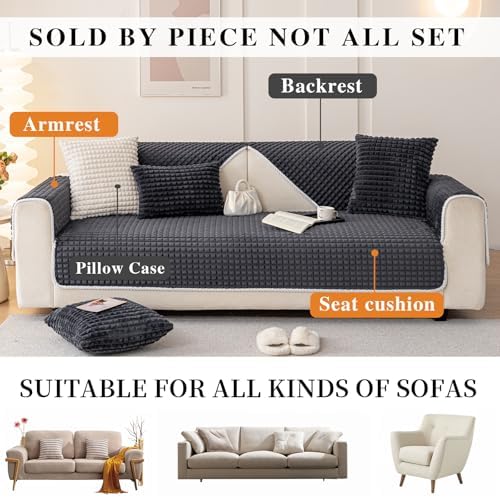 Velvet Couch Cover Washable Non-Slip Plush