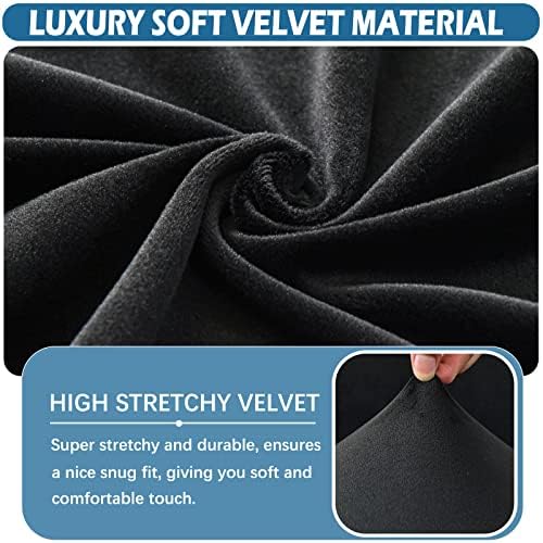 Velvet Chair Cover Slipcover for Armless Chair Black
