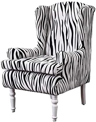 Wing Chair Covers 2 Pieces Zebra Striped Stretch