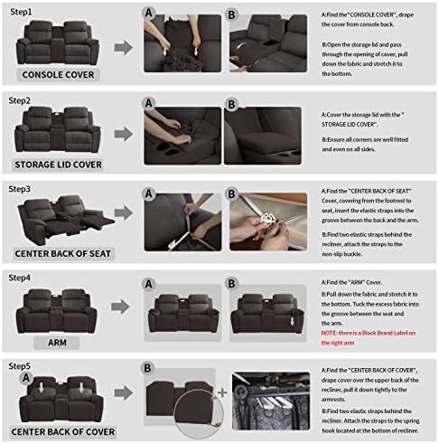 Easy Going Stretch Recliner Loveseat Cover with Console and Storage