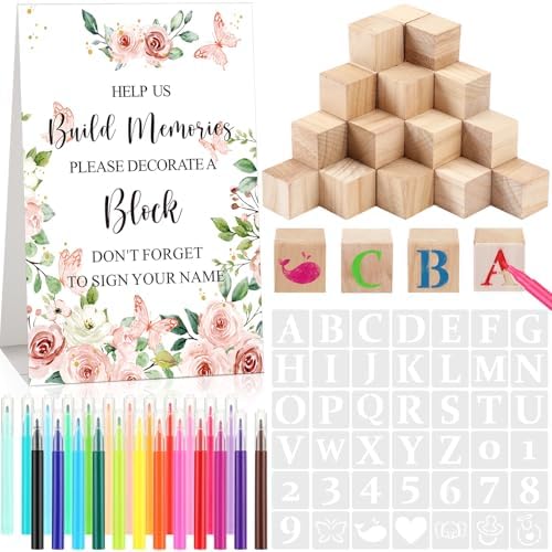 147 Pcs Baby Shower Block Game Set with Flower Design