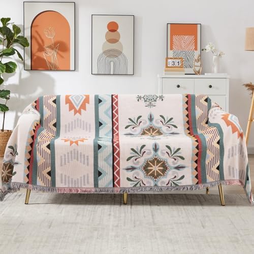Homcosan Reversible Sofa Cover with Tassels