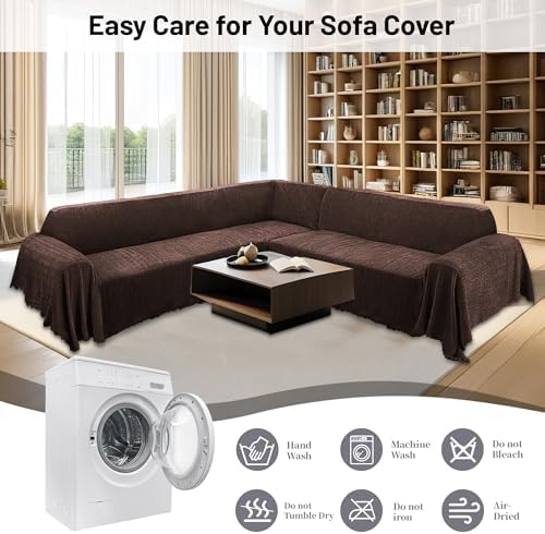 100 Waterproof Corner Sectional Couch Cover L Shape with Tassel