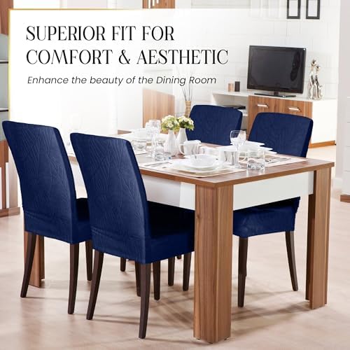 Waterproof Dining Chair Covers Set of 6 Navy Blue