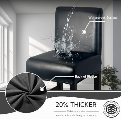 WENZMOC PU Leather Bar Stool Covers Set of 4 Waterproof Black