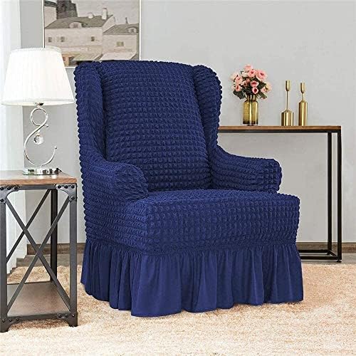 PURRSI Stretch Slipcover with Skirt Navy Blue