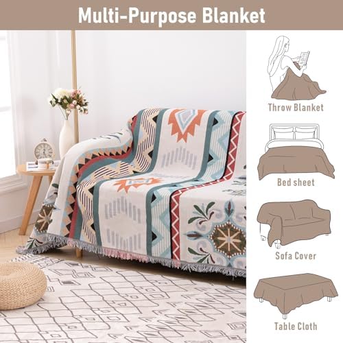 Homcosan Reversible Sofa Cover with Tassels