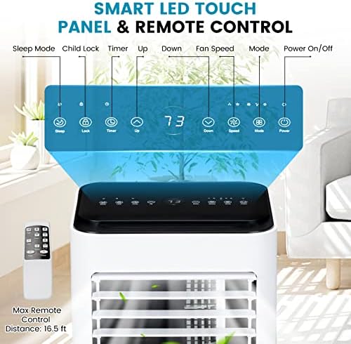 PETSITE 8000 BTU Portable AC Unit with Dehumidifier and Sleep Mode