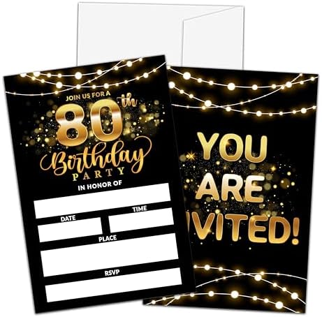 80th Birthday Invitations with Envelopes C02