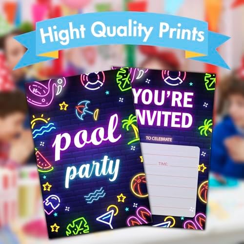 30 Pool Birthday Invitations with Envelopes Summer Theme Party
