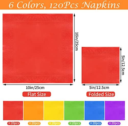120Pcs Rainbow Cocktail Napkins for Parties and Events