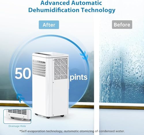 JustSmart 8000Btus Portable Air Conditioner 3-in-1 Cooling Dehumidifier Fan