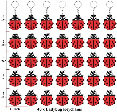 40 Pack Ladybug Keyring Party Favor for Ladybug Lovers