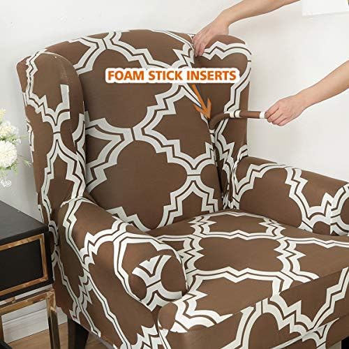 TOPCHANCES 2 Piece Wingback Chair Slipcovers with Cushion Cover