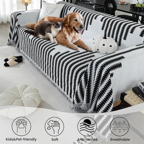 Boho Chenille Sofa Cover for Sectional Pet Friendly 71x118