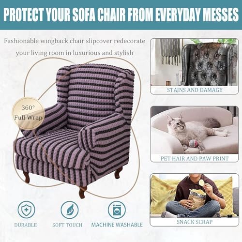 Stretch Wingback Chair Covers 2 Piece Set for Living Room and Bedroom