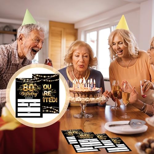 80th Birthday Invitations with Envelopes C02