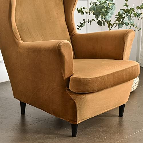 MIFXIN 2-Piece Wingback Chair Slipcovers with Cushion
